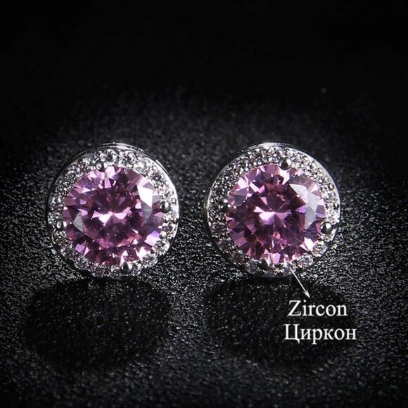 💎928 Silver Plated CZ Classic Stud Earrings for Women, UNVN12445 - Picture 1 of 3